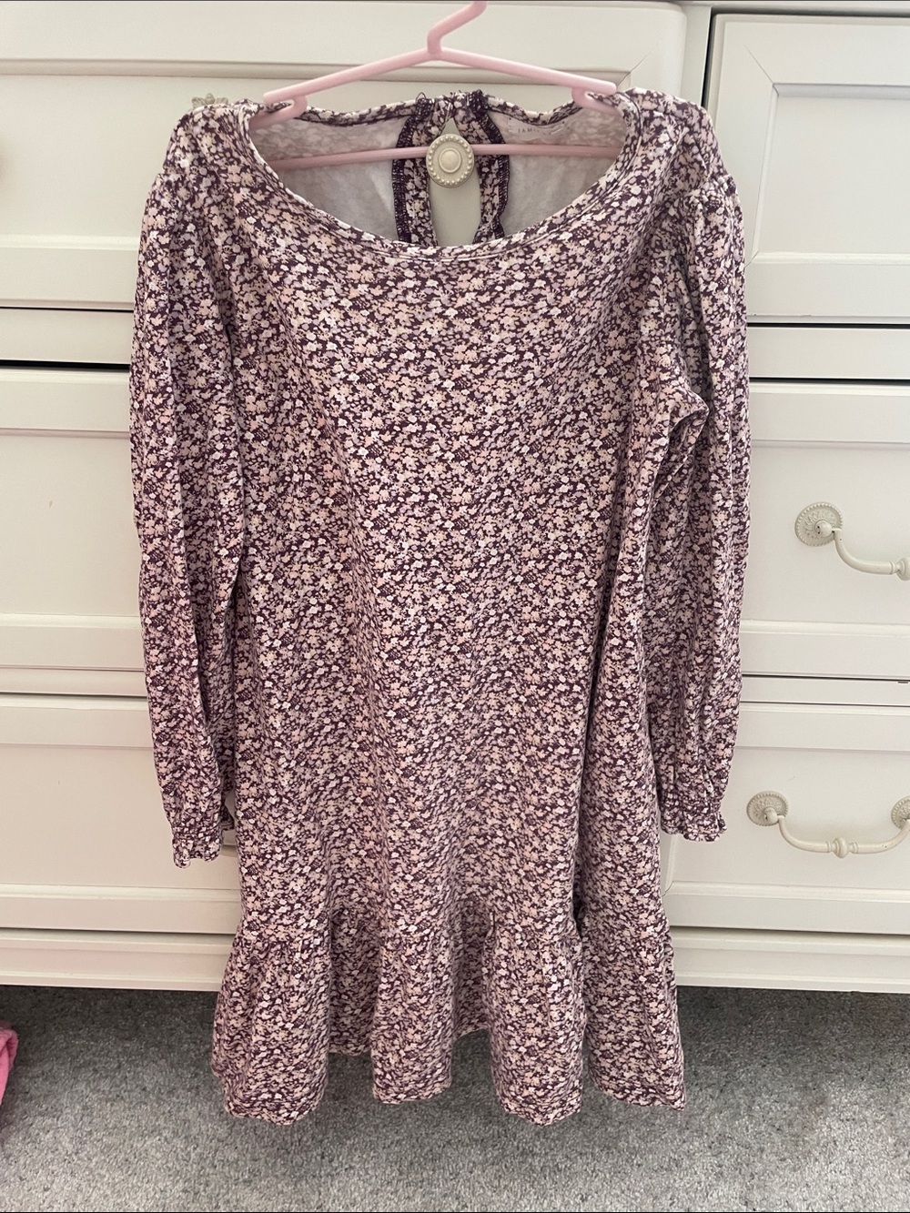 Jamie Kay Floral Long-Sleeve Ruffle Hem Dress in Dusty Mauve